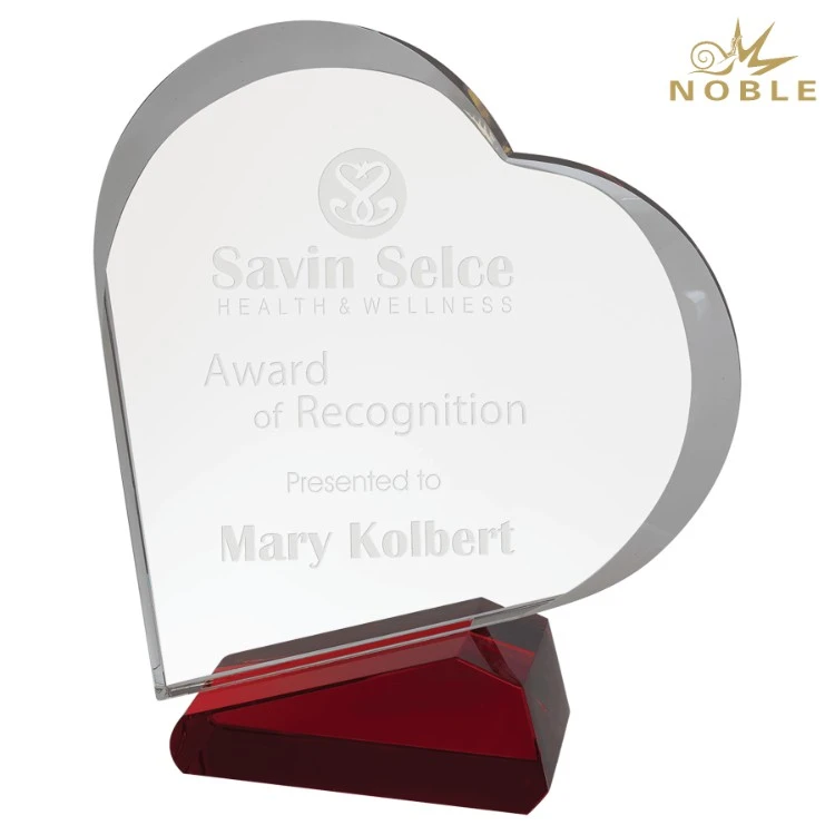 Custom Logo Crystal Heart Trophy Award