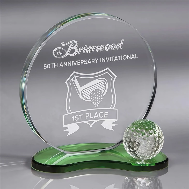 Green Vittoria Crystal Golf Award For Teamwork Collaboration factory