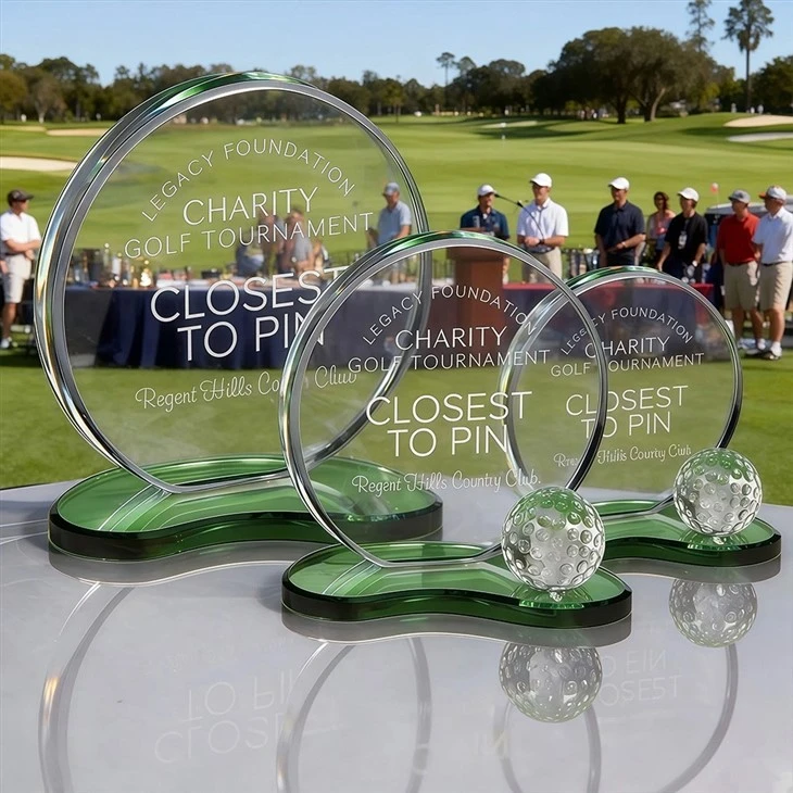 Green Vittoria Crystal Golf Award For Teamwork Collaboration suppliers