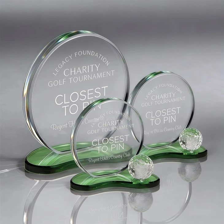 Green Vittoria Crystal Golf Award For Teamwork Collaboration high quality