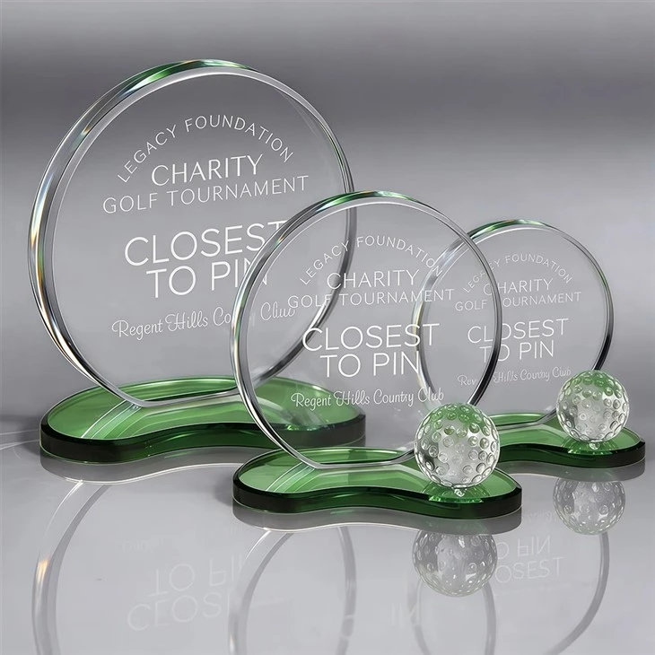 Green Vittoria Crystal Golf Award For Teamwork Collaboration