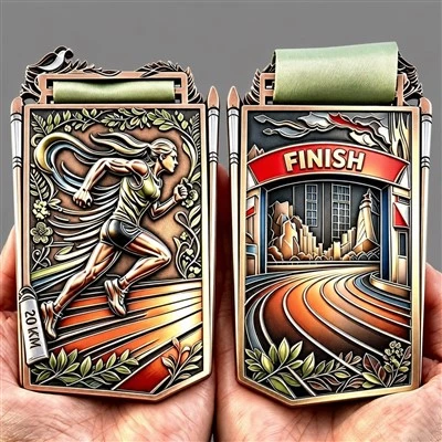 Custom Race Medals 20KM Portrait Metal Award Ornate Frame Road Race Series
