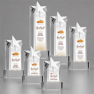 Custom Star Column Crystal Award - Premium Faceted Design For Sports Trophies