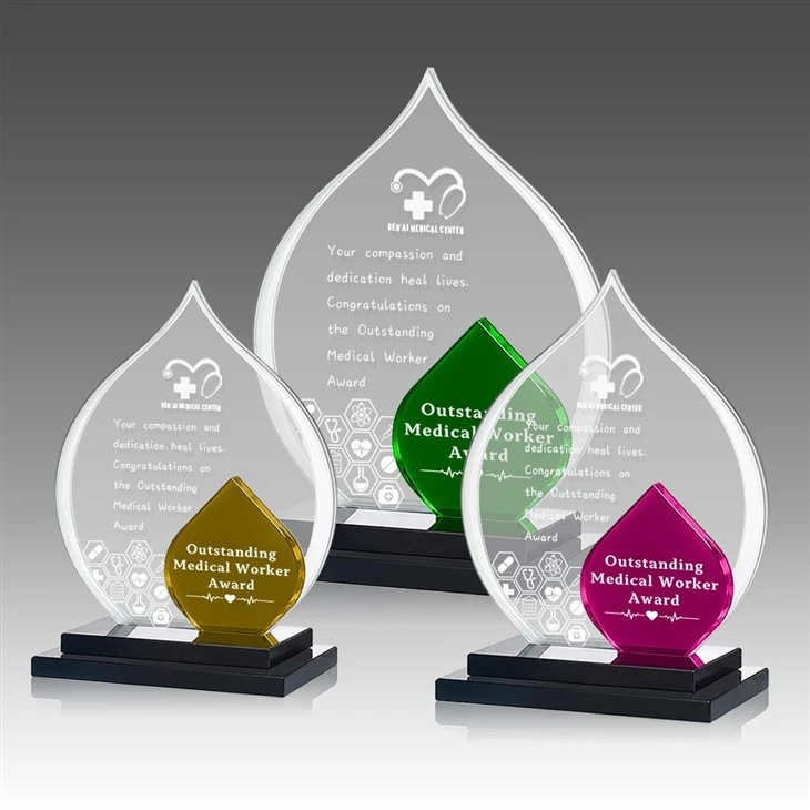 Teardrop Crystal Award Color Insert Trophy factory