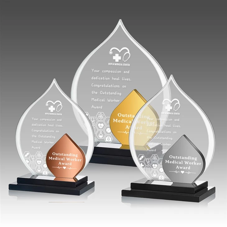 Teardrop Crystal Award Color Insert Trophy